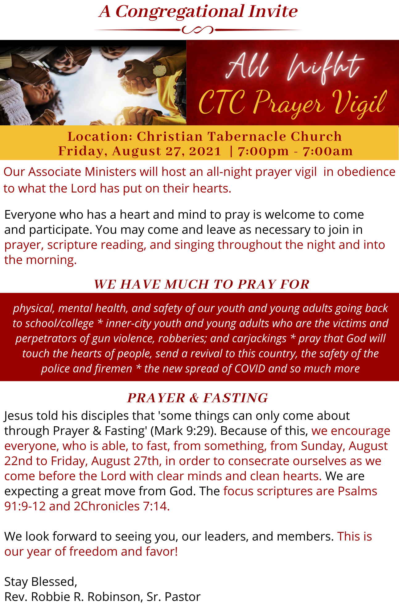 Prayer Vigil 2021 Christian Tabernacle Church Prayer Vigil 2021 Christian Tabernacle Church